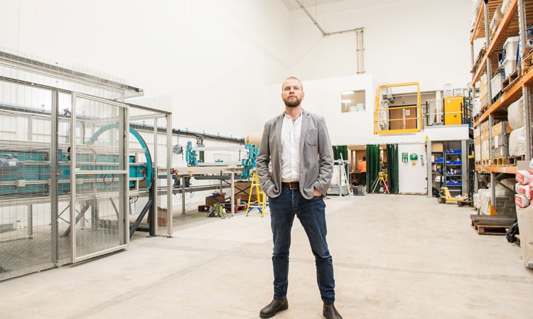 A former builder, Tom Robinson founded Adaptavate in 2014 to develop low-CO2 alternatives to conventional building materials.