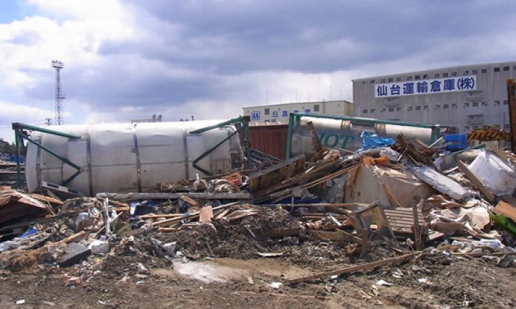 Tsunami destruction in Tohoku.